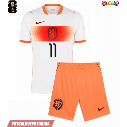 Lacne Dětský Futbalové dres Holandsko Cody Gakpo #11 MS 2026 Krátky Rukáv - Preč (+ trenírky)